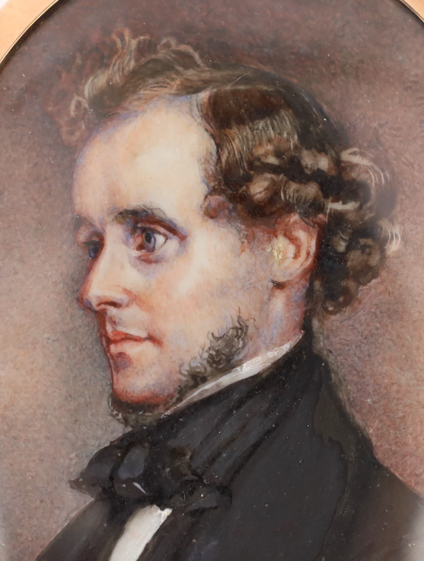 Late 19th century American School (?), Portrait miniature of a gentleman, watercolour on ivory, 5.5 x 4.5cm. CITES Submission reference AEX6KNR9